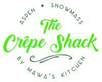 The Crepe Shack in bright green font