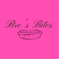Our logo is a hot pink background, Bre’s Bites in cursive, with a hot dog underneath.