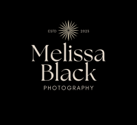 Melissa Black photography black logo with black and white sun image