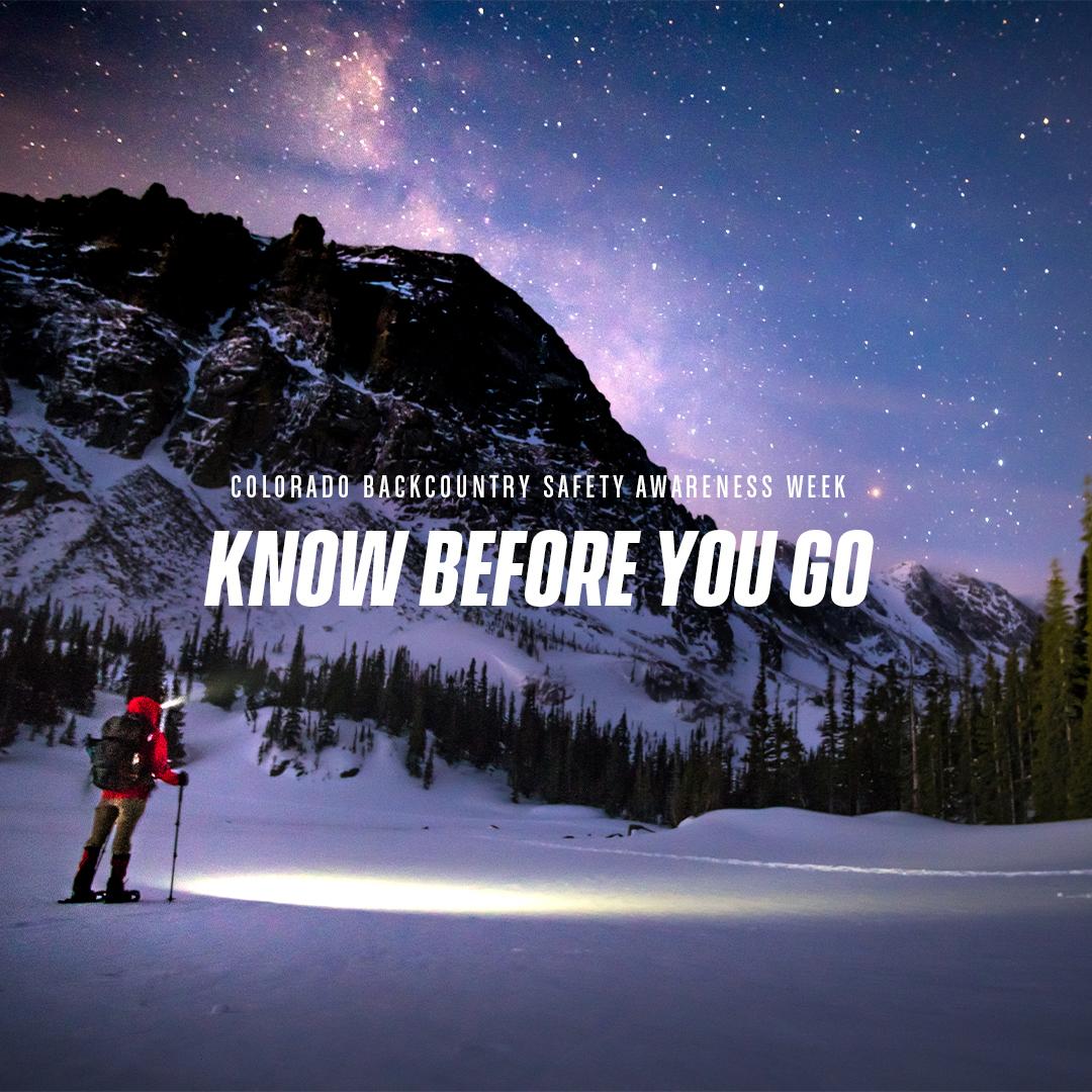 graphics with mountains and text stating, "Know Before You Go."