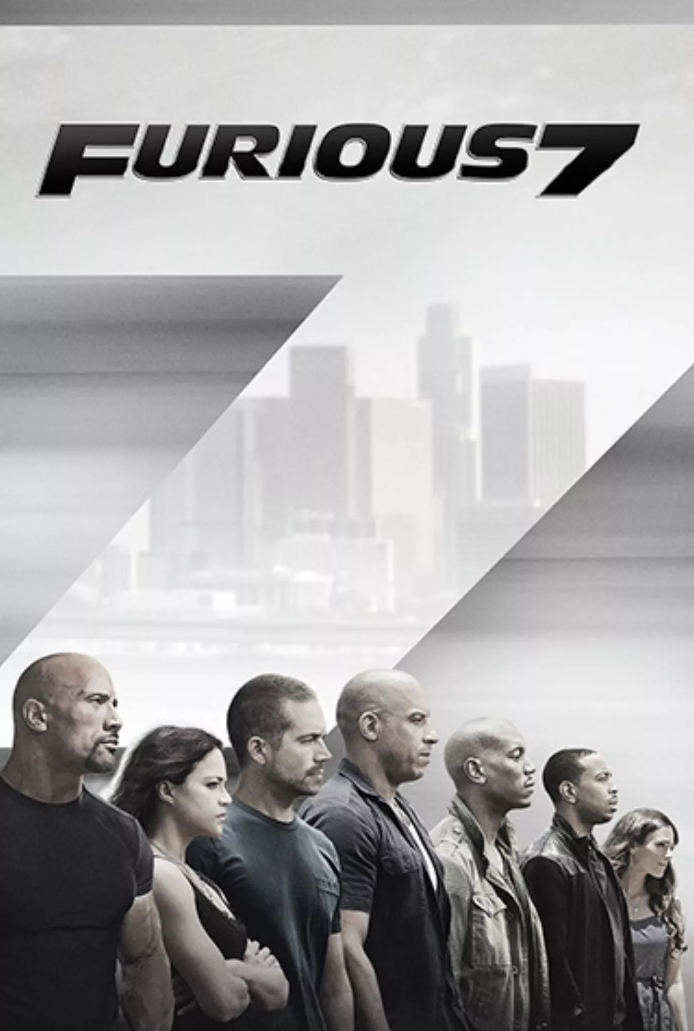 Furious 7 cast at bottom with text saying Furious 7