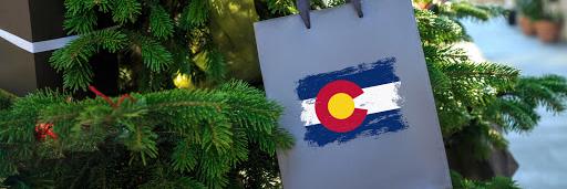 Colorado gift bag on a Christmas tree