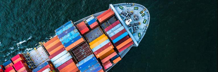 Cargo ship with shipping containers