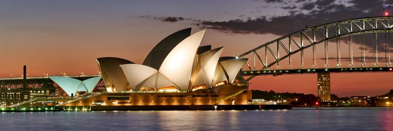 Sydney Opera House at sunset.