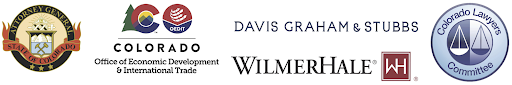 Colorado Attorney General logo, OEDIT logo, WilmerHale logo, Davis Graham & Stubbs logo, and Colorado Lawyers committee logo