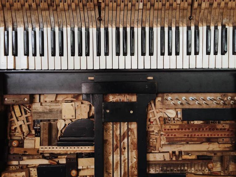 Aerial shot of piano