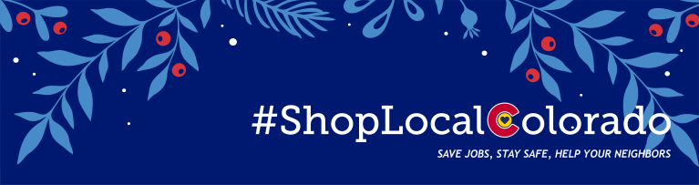 holiday graphics with #ShopLocalColorado written