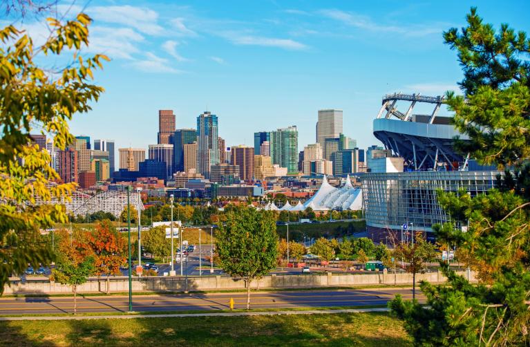 View of the Denver skyline and Empowerment Field