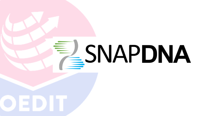 SnapDNA logo next to OEDIT logo showing arrows moving up.