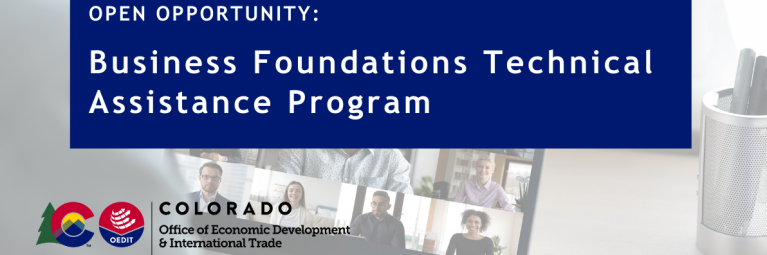 Business Foundations Technical Assistance Program with blue background