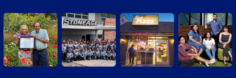 four photos of employee owned companies and their staff