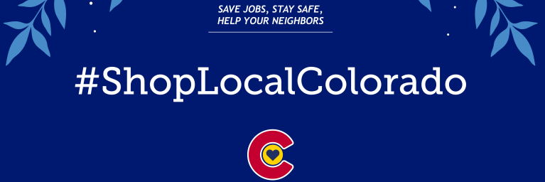 holiday graphics with #ShopLocalColorado written