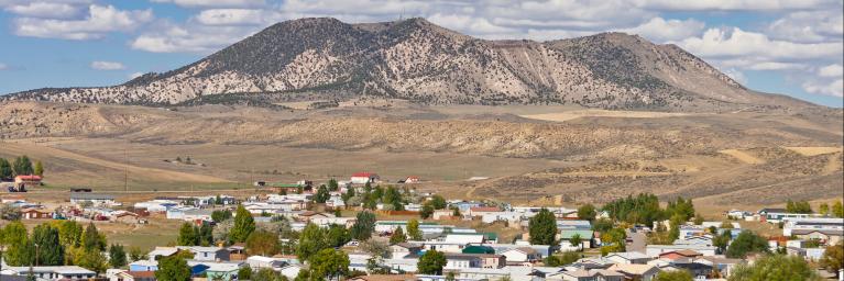 Town of Craig Colorado with Cedar Mountain in the backdrop, Moffatt County, Colorado