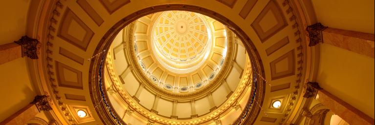 ornate design of the inside of the Colorado Capitol building dome