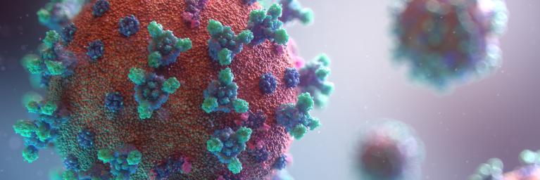 closeup of depiction of virus