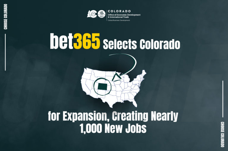 Press release image with the headline of the press release and a map of the US with an arrow pointing to the state of Colorado.