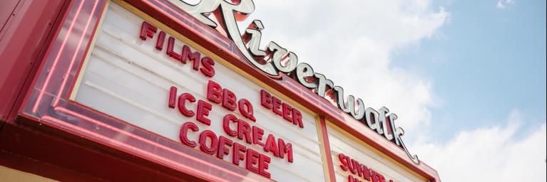 movie theater sign, riverwalk