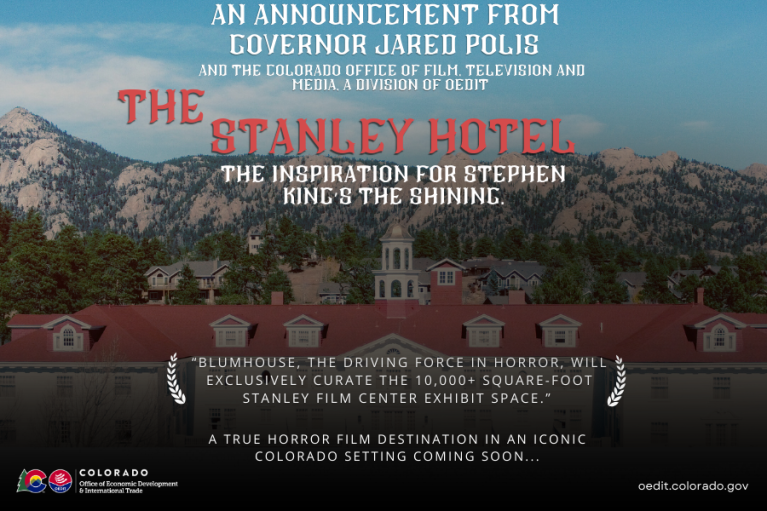 Image of the Stanley Hotel with title of press release 