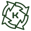 green arrows rotate around a letter k