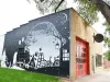 black and white mural on building in Greeley, Colorado