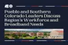 Graphic with the headline "Pueblo and Southern Colorado Leaders Discuss Region’s Workforce and Broadband Needs" and a below this is a photo of the Pueblo Riverwalk.