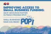 Infographic about the Partner Outreach Program (POP), featuring the text "Improving Access to Small Business Funding: OEDIT Announces Partner Outreach Program (POP). Small Businesses Make Colorado POP!" set against a backdrop of mountain silhouettes with a colorful sunrise. Colorado Office of Economic Development and International Trade logo at the top left.