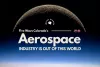 Partial view of the moon against a dark sky, above text stating 'Five Ways Colorado's Aerospace Industry is Out of This World