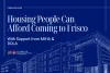 Press release image announcing 'Housing People Can Afford Coming to Colorado' with support from MIHA & DOLA, featuring architectural blueprint of a building and logos of Colorado Office of Economic Development and International Trade.