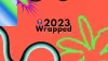 Orange background, pixelated neon green flower, bright colors, text that says "2023 Wrapped" with the OEDIT logo 