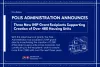 Press release from graphic announcing three new IHIP Grant recipients supporting the creation of 480 affordable housing units across Colorado, contributing to the development of 2,000 units in total. Includes a graphic of the outline of a house on a blueprint style background.